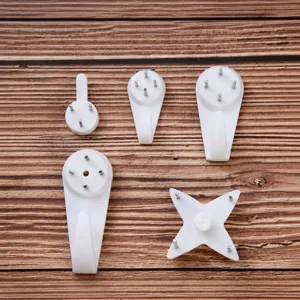 Ganci da parete in plastica senza tracce per cornici e decorazioni, varie misure.