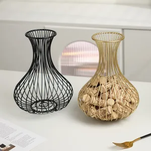 Metal wire wine cork holder basket vase shaped storage container for bar home decor display.