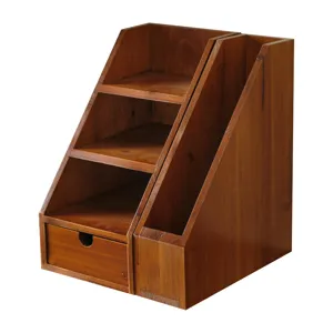 Organizer da scrivania in legno massello scatola di immagazzinaggio per cosmetici.