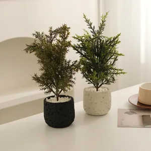 Artificial potted plants desktop green bonsai fake pine tree home office decor ornament
