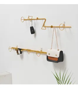 Colgador de pared de hierro dorado gancho geométrico de entrada llavero organizador colgante
