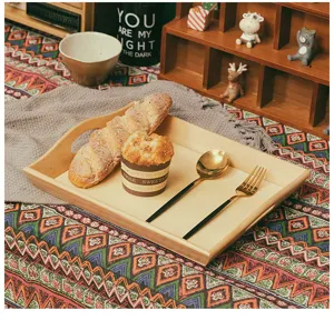 Vintage wooden rectangular tray for desktop storage and home decor, practical and stylish.