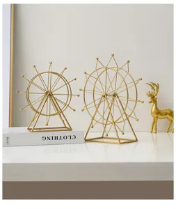 Decorazione da scrivania moderna minimalista ruota panoramica dorata, arredo casa.