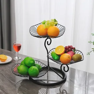 Nordic multi-tier iron fruit basket countertop stand for living room kitchen home use