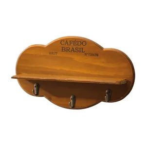 Estante de pared de madera en forma de nube con ganchos estilo nórdico decoración
