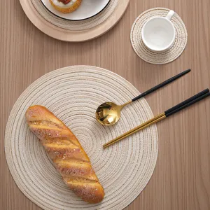 Nordic woven round placemat heat insulated table mat braided coaster kitchen dining decor