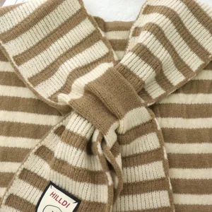Knit striped mini shawl fake collar wrap scarf trendy autumn winter accessory women fashion