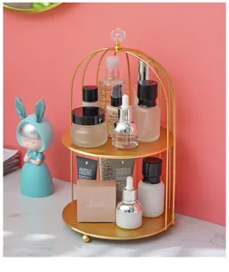 Nordischer Eisen Vogelkäfig Kosmetik Organizer Doppelstöckig Schminktisch Aufbewahrung