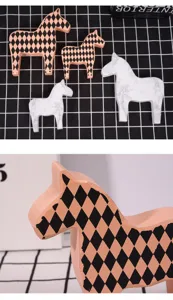 Nordic style wooden horse ornament detail showcase, creative home decor for living room shelf.