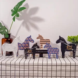 Nordic Wooden Dala Horse Table Decor Ornament Creative Desktop Home Living Room TV Cabinet Decoration