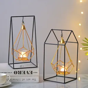 Nordic geometric metal iron candlestick holder home table decor romantic candlelight dinner props