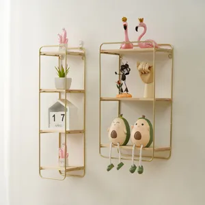 Nordic Minimalist Iron Wall Shelf Multi-Layer Wall Hanging Storage Rack Living Room Bedroom Decorative Display Shelf