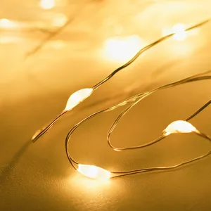 Warm white LED copper wire fairy lights for bedroom decoration, romantic room and holiday lighting.