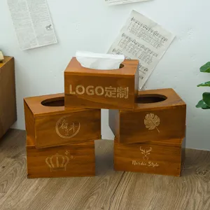 Retro Wooden Tissue Box Holder Vintage Neo-Chinese Desktop Paper Napkin Dispenser Storage Box For Living Room Home Decor