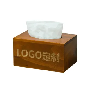 Wooden tissue box retro desktop napkin holder for home living room dining table use with custom logo