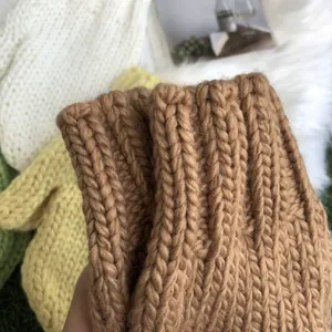 Chunky knit gloves for women winter warm soft cute thick wool mittens stylish student wear.