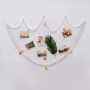 Mediterranean Style Decorative Fishing Net Cotton Rope Shell Hanging Wall Decor For Home Photography Props