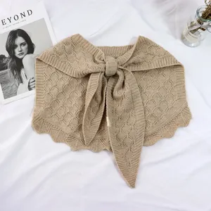 Bufanda de punto con lazo primavera otoño moda mujer cuello falso hueco cola de pez