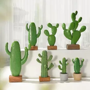 Nordic style creative resin cactus potted ornament living room bedroom green plant decoration