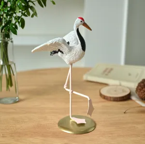 Exquisite red-crowned crane figurine resin sculpture for garden yard home tabletop decor.