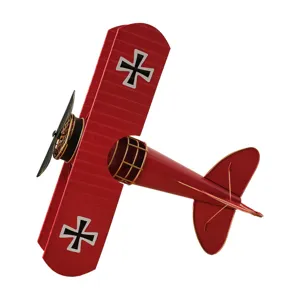 Vintage red biplane metal model desktop ornament retro airplane home decor photography prop