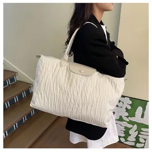 Large capacity pleated shoulder travel bag casual tote yoga bag for women commuters