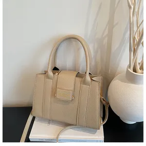 Sac à main fourre-tout pour femme en cuir PU beige sac bandoulière décontracté chic