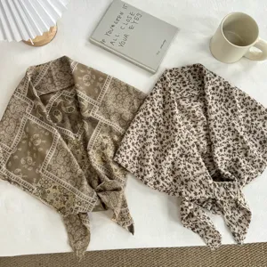 Koreanischer Stil Retro Dreiecktuch Taillenvorhang braune Paisley und Blumenmuster Lagenlook