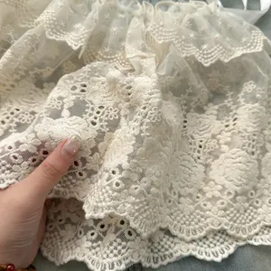 Vrouwen lente zomer kant hol mini-rok elastische taille gelaagd mode schattige kleding