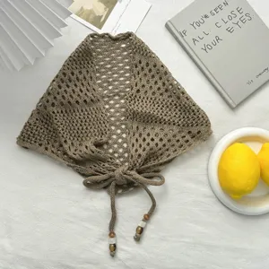 Καφέ πλεκτό τριγωνικό μαντήλι crochet φούστα φάκελος για γυναίκες κομψό στυλ στρώσεων.