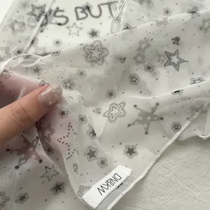 Sciarpa leggera trasparente con motivo a stelle, foulard in morbida rete per donna primavera estate.