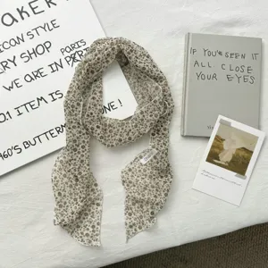 Sciarpa chiffon floreale leggera foulard sottile versatile primavera estate moda accessorio