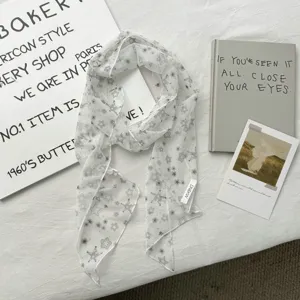 Sciarpa sottile con stampa di stelle velata nastro chic foulard elegante accessorio