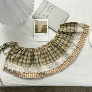 Vintage plaid layered lace skirt extender fake hem half slip waist decorative accessory.