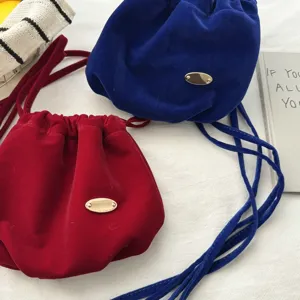 Velvet bucket bag retro style dumpling crossbody bag women stylish shoulder handbag