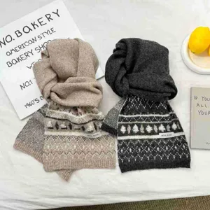 Morbida sciarpa invernale in misto lana con elegante motivo geometrico retrò caldo