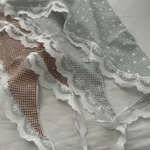 French sweet lace triangle scarf retro pastoral style cute decorative headscarf for women.