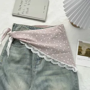 French sweet floral lace triangle scarf retro pastoral style cute decorative hair accessory
