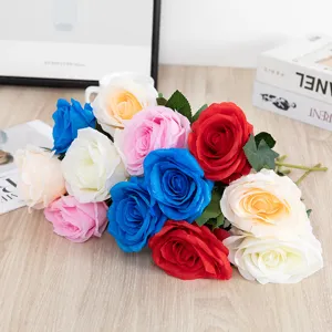 Bouquet di rose finte fiori artificiali in seta decorazione per matrimoni casa multicolore
