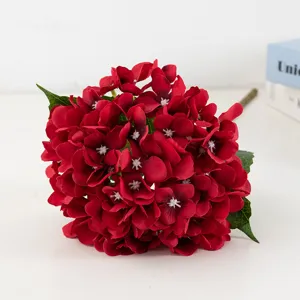 Bouquet de fleurs artificielles hortensia rouge simple pour mariage décoration maison