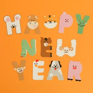 12 Chinese Zodiac paper animal letters for New Year party decoration background setup and baby birthday