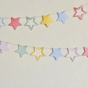 Macaron paper star garland banner for children's birthday party bedroom wall hanging decor