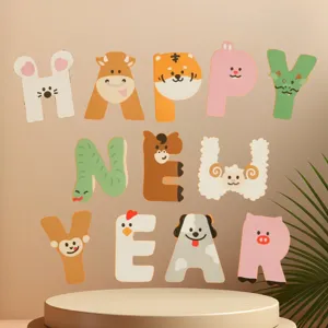 Chinese zodiac animal letters wall stickers for happy new year party background decor