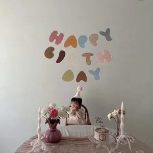 Morandi color birthday paper banner set for baby first birthday party backdrop decor