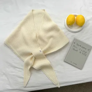 bufanda triangular tejida de color liso otoño invierno cálida calentador de cuello cómoda