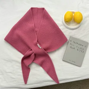 Bufanda de punto triangular lisa para mujer, calentador de cuello de invierno elegante.