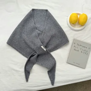 Bufanda triangular de punto liso para mujer, calentador de cuello de invierno, elegante.