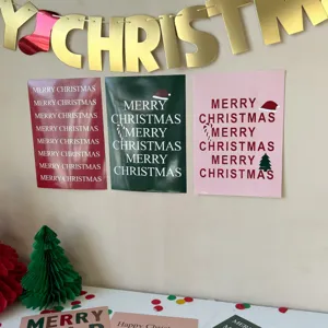 Christmas Party Decorative Poster Card Merry Christmas Letter Banner Holiday Photo Booth Props Background Supplies