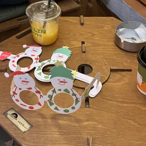 Christmas paper glasses party photo props cute snowman and tree design for kids holiday decor