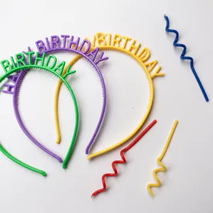 Colorful plastic happy birthday headbands party hair accessories for kids and adults daily